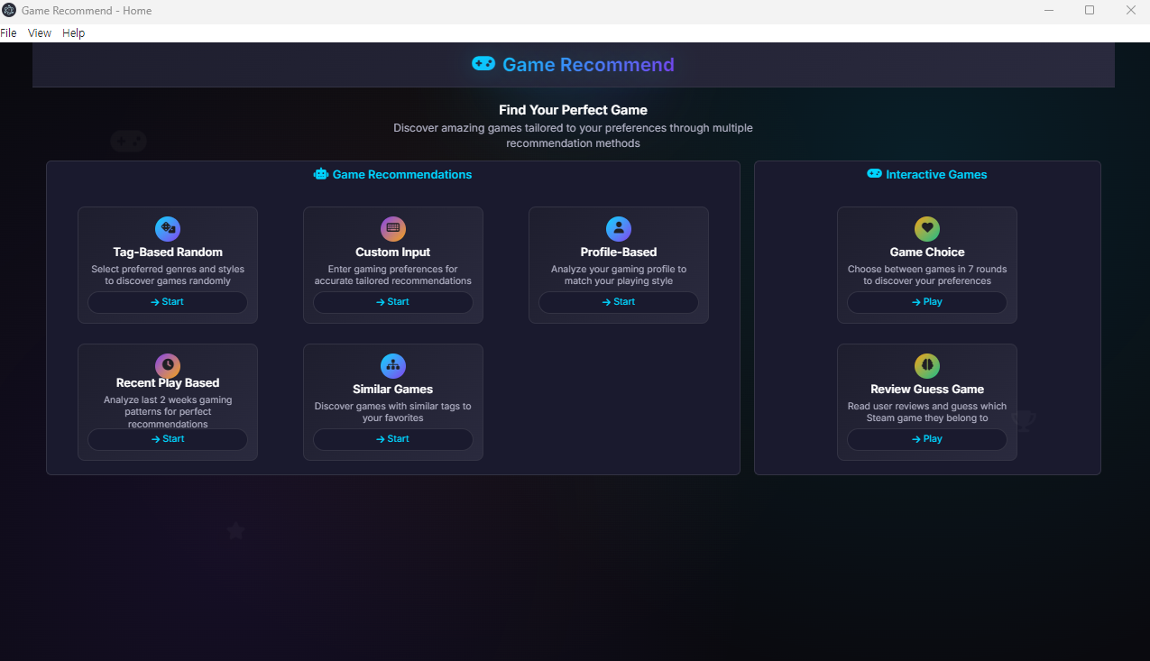 Steam Game Recommendation Application